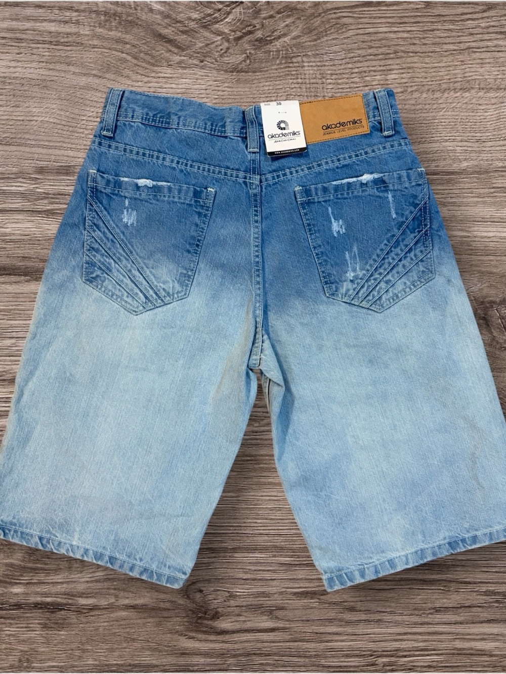 Akademiks Two-Tone Light Blue Denim Shorts